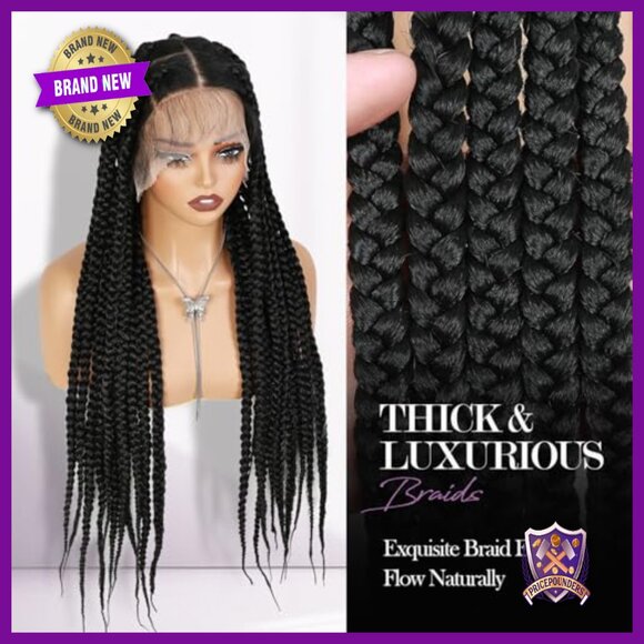 36-Inch Jumbo Knotless Box Braids Wig, 360 Full Lace Glueless Synthetic main image 7